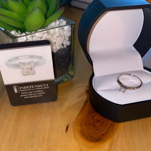 PRINCESS CUT SOLITAIRE DIAMOND 14K WHITE GOLD SIZE 6 RING 1/4 CARAT H-I … - Picture 8 of 12